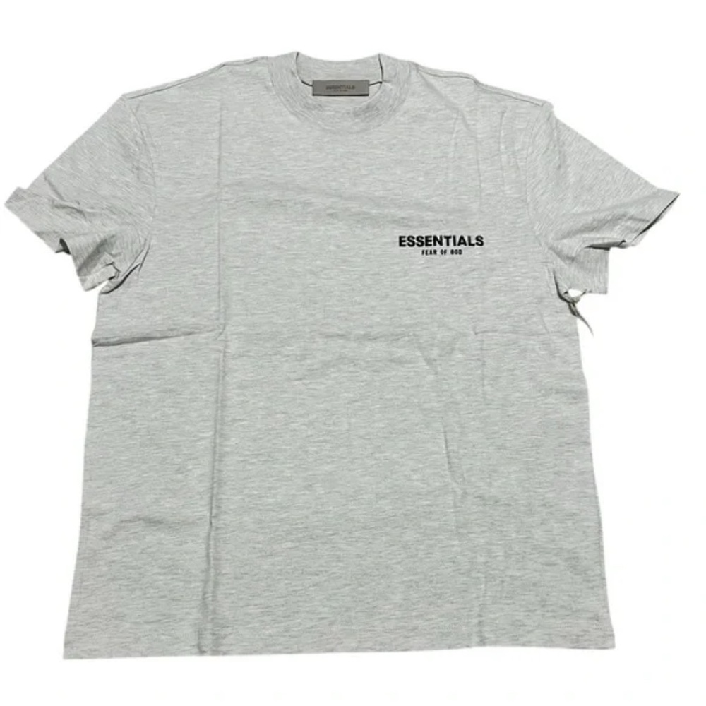 Fear of God Essentials Mens Heather Grey Logo Graphic T-Shirt Short Sleeve  XL